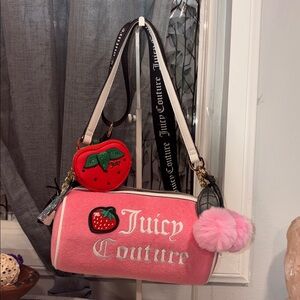 Juicy Couture Pink Crossbody Bag with Strawberry Accent